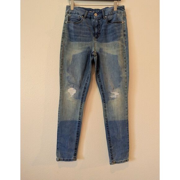 Seven7 Tummyless High Rise Skinny distressed denim jeans  Sz 12 - Picture 5 of 10